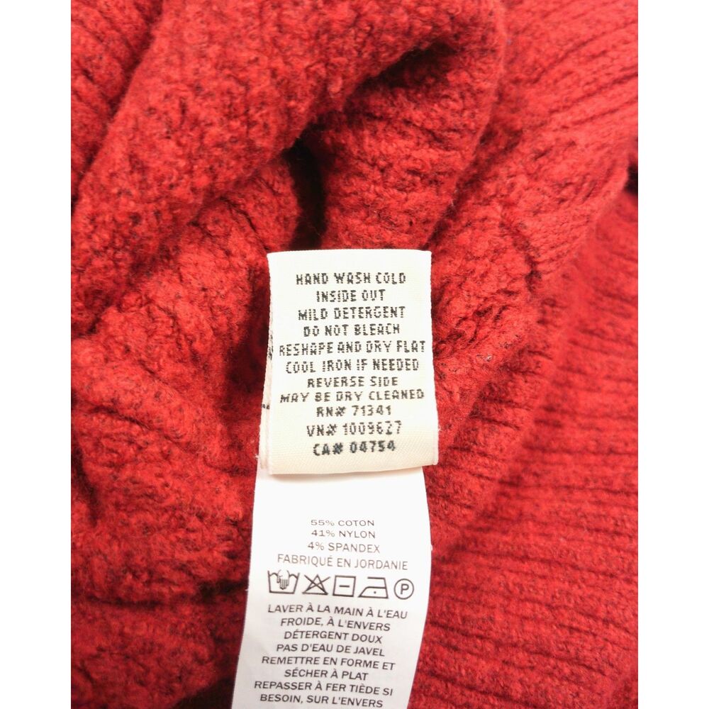 L.L.Bean SuperSoft Waffle Turtleneck Sweater Women M Petite Rustic Red Side Zip - Picture 11 of 11